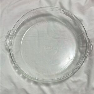 Pyrex Clear Glass Pie Baking Dish Model #229, 9.5” with fluted edges and handles